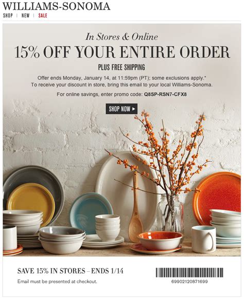 free shipping at williams sonoma.